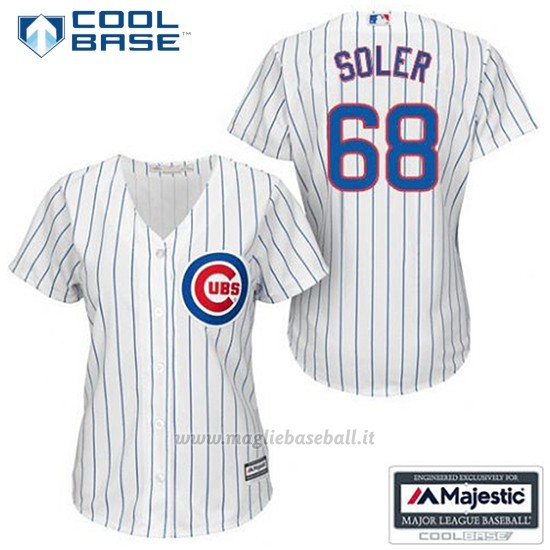 Maglia Baseball Uomo Chicago Cubs 68 Jorge Soler Bianco 1ªCool Base